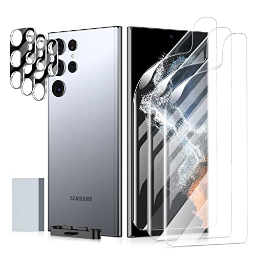 SMARTDEVIL [3+3 Stück] Galaxy S22 Ultra Schutzfolie (Nicht-Glas) HD Displayschutzfolie [Fingerabdruck Sensor Kompatibel] [Blasenfrei] für Samsung Galaxy S22 Ultra von SMARTDEVIL