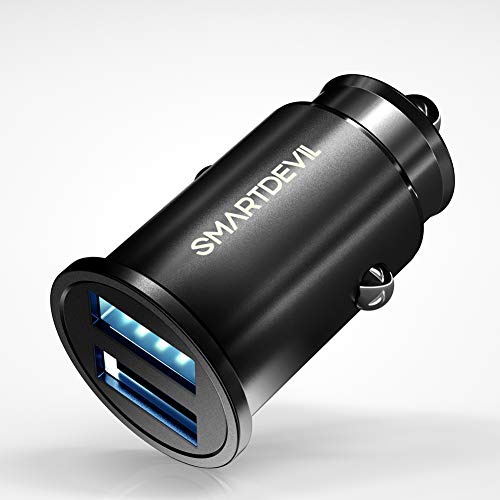 SMARTDEVIL Auto ladegerät, Kfz Ladegerät 12V 2 Port QC 3.0 Zigarettenanzünder USB Ladegerät für iPhone 14 13 12 11, Samsung, Huawei, HTC LG iPad Powerbank usw. Schwarz von SMARTDEVIL