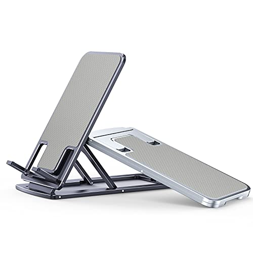 SMARTDEVIL Handy-Ständer, tragbarer Tisch-Handyhalter, aus hochwertiger Aluminiumlegierung, geeignet für Smartphones mit Einer Größe von bis zu 12 Zoll (Silber) von SMARTDEVIL