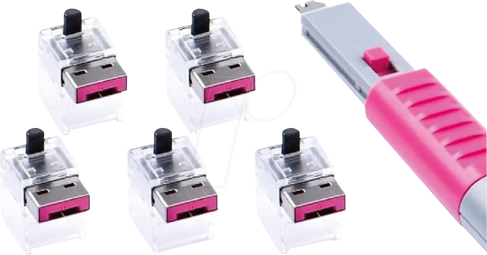 SK NC03PKPK - Kabel Schloss, RJ45, 5 Stück, mit Schlüssel, pink von SMARTKEEPER