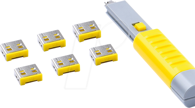 SK UL03PKYL - Port Schloss, USB Typ A, 6 Stück, mit Schlüssel, gelb von SMARTKEEPER