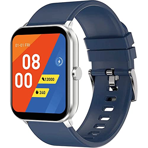 SMARTY2.0 - Smartwatch SW034B - Farbe Blau - Sprachassistent, Bluetooth-Anrufe, Sportmodus, wasserdicht IP68 - Silikonband - Abmessungen 44,17 x 37,28 x 10,75 mm, blau, Standard, Modern von SMARTY2.0