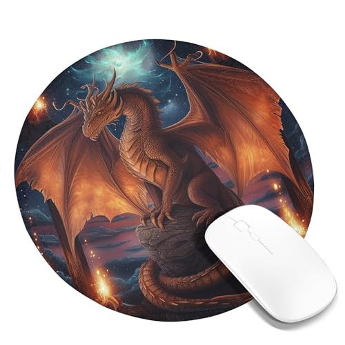 Computer-Mauspad mit Drachenmotiv, Dinosaurier, Wolken, Himmel, Landschaft, Feuer, Antik-Tier, kühles Braun, Dunkelgrau, Polyester-Gummi, abwischbar, Dekor, rutschfest, für Schreibtisch, Zuhause, für Computer-Mauspad mit Drachenmotiv, Dinosaurier, Wolken, Himmel, Landschaft, Feuer, Antik-Tier, kühles Braun, Dunkelgrau, Polyester-Gummi, abwischbar, Dekor, rutschfest, für Schreibtisch, Zuhause, für von SMAZDFXX