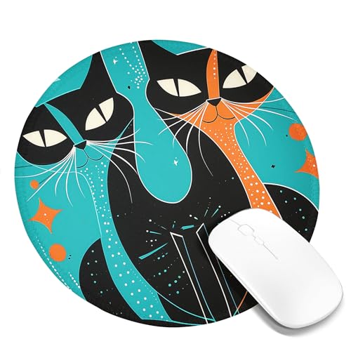 Computer-Mauspad mit Katzenmotiv, Geometriediagramm, Atom-Kätzchen, süßes Tier-Cartoon-Design, Schwarz, Blau, Orange, Polyester-Gummi, abwischbar, dekorativ, rutschfest, für Schreibtisch und Zuhause, Computer-Mauspad mit Katzenmotiv, Geometriediagramm, Atom-Kätzchen, süßes Tier-Cartoon-Design, Schwarz, Blau, Orange, Polyester-Gummi, abwischbar, dekorativ, rutschfest, für Schreibtisch und Zuhause, von SMAZDFXX