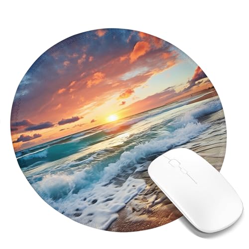 Computer-Mauspad mit Meeresmotiv, malerischer Himmel, wellen, Küstenstrand, Landschaft, Sonnenaufgang, Sonnenuntergang, Orange, Blau, Weiß, Polyester-Gummi, abwischbar, Dekor, rutschfest, für Sch Computer-Mauspad mit Meeresmotiv, malerischer Himmel, wellen, Küstenstrand, Landschaft, Sonnenaufgang, Sonnenuntergang, Orange, Blau, Weiß, Polyester-Gummi, abwischbar, Dekor, rutschfest, für Sch von SMAZDFXX