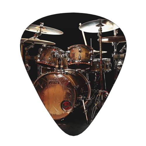 Cooles Schlagzeug-Set, bedruckt, individuell, 12-teiliges Gitarrenplektrum in einer Box, das Plektrum sorgt für einen klaren Klang, Ukulele, E-Bass (0,46 0,71 0,96 mm) von SMAZDFXX