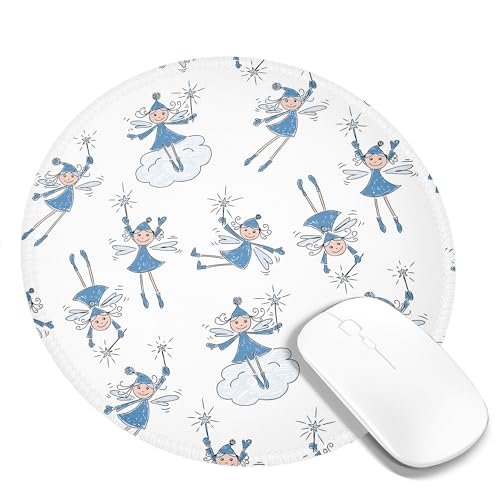 Feen-Computer-Mauspad, Graffiti, Elfe, Cartoon, süß, Stern, Zauberstab, Wolke, Kind, lustig, weiß, blau, Polyester, Gummi, abwischbar, dekorativ, rutschfest, Schreibtisch-/Heim-Pad für die Arbeit, run Feen-Computer-Mauspad, Graffiti, Elfe, Cartoon, süß, Stern, Zauberstab, Wolke, Kind, lustig, weiß, blau, Polyester, Gummi, abwischbar, dekorativ, rutschfest, Schreibtisch-/Heim-Pad für die Arbeit, run von SMAZDFXX
