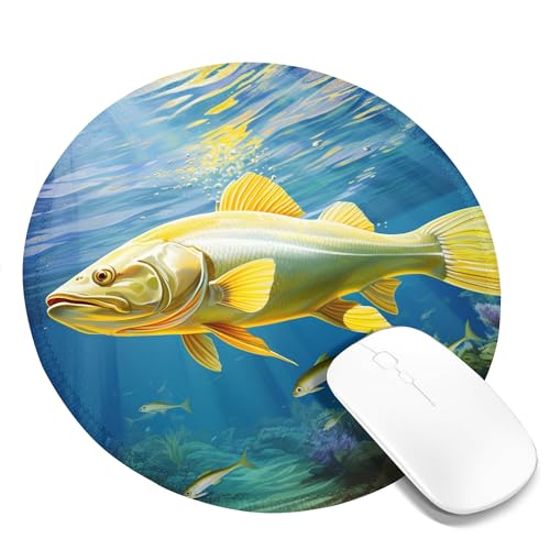 Fisch-Gaming-Mauspad, Unterwasserwelt, 3D, Meerestiere, Meerespflanzen, , Natur, Blau, Gelb, Polyester-Gummi, rutschfest, dekorativ, für Büro, Firma, Zuhause, Computermatte, rund, 20,3 x 20,3 cm Fisch-Gaming-Mauspad, Unterwasserwelt, 3D, Meerestiere, Meerespflanzen, , Natur, Blau, Gelb, Polyester-Gummi, rutschfest, dekorativ, für Büro, Firma, Zuhause, Computermatte, rund, 20,3 x 20,3 cm von SMAZDFXX