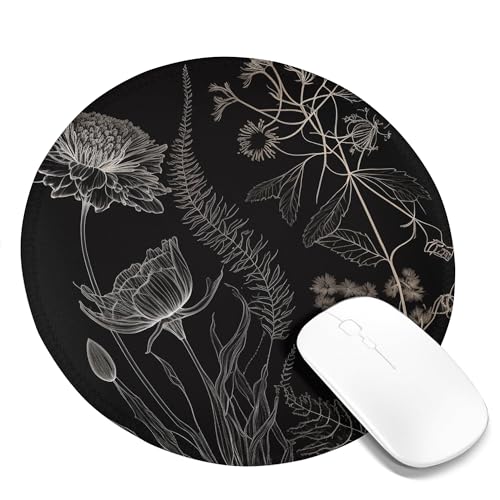 Laptop-Mauspad mit Blumenmuster im Vintage-Stil, ästhetische Skizzenkunst, Retro-Blumen, Pflanzen, Cottagecore, Country, Schwarz-Weiß, Polyester-Gummi-Dekor, rutschfest, für Zuhause, Schreibtisch, Fir Laptop-Mauspad mit Blumenmuster im Vintage-Stil, ästhetische Skizzenkunst, Retro-Blumen, Pflanzen, Cottagecore, Country, Schwarz-Weiß, Polyester-Gummi-Dekor, rutschfest, für Zuhause, Schreibtisch, Fir von SMAZDFXX