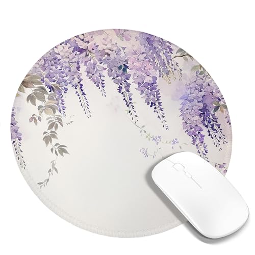 Lilafarbenes tragbares Mauspad, Country-Vintage-Motiv, weinende Begonie, Eukalyptusblätter, Aquarellblumen, violett-grau, Polyester-Gummi, dekorativ, waschbar, für Bibliothek, Schreibtisch, Büro, Firm Lilafarbenes tragbares Mauspad, Country-Vintage-Motiv, weinende Begonie, Eukalyptusblätter, Aquarellblumen, violett-grau, Polyester-Gummi, dekorativ, waschbar, für Bibliothek, Schreibtisch, Büro, Firm von SMAZDFXX