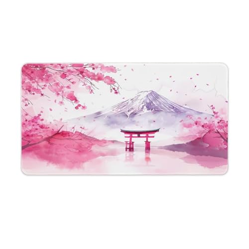 SMAZDFXX Fuji Mount Torii Gate Cherry Flower Große Schreibtischunterlage, Mauspad mit Rutschfester Gummiunterseite und genähten Kanten für Gaming-Tastatur SMAZDFXX Fuji Mount Torii Gate Cherry Flower Große Schreibtischunterlage, Mauspad mit Rutschfester Gummiunterseite und genähten Kanten für Gaming-Tastatur von SMAZDFXX
