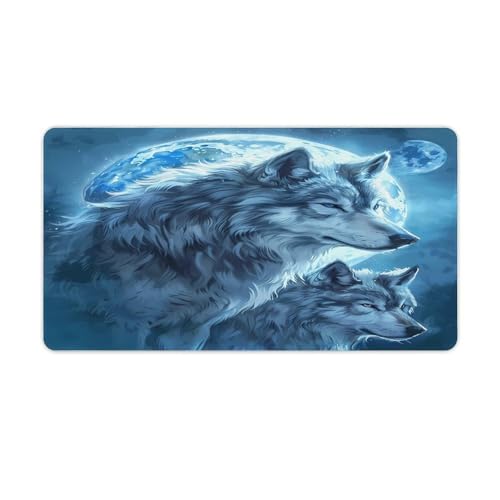 SMAZDFXX Große Schreibtischunterlage, Mauspad mit Wolf und Vollmond, mit Rutschfester Gummiunterseite und genähten Kanten für Gaming-Tastatur SMAZDFXX Große Schreibtischunterlage, Mauspad mit Wolf und Vollmond, mit Rutschfester Gummiunterseite und genähten Kanten für Gaming-Tastatur von SMAZDFXX