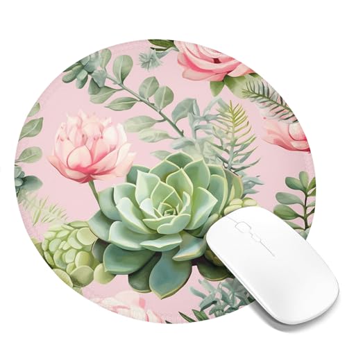 Sukkulenten-Computer-Mauspad, Pastell, Frühlingsrose, Blumen, tropische Blätter, Pflanzen, Cottagecore, Country, Rosa, Salbeigrün, Polyester, Gummi, abwischbar, Dekor, rutschfest, Schreibtischunterlag Sukkulenten-Computer-Mauspad, Pastell, Frühlingsrose, Blumen, tropische Blätter, Pflanzen, Cottagecore, Country, Rosa, Salbeigrün, Polyester, Gummi, abwischbar, Dekor, rutschfest, Schreibtischunterlag von SMAZDFXX