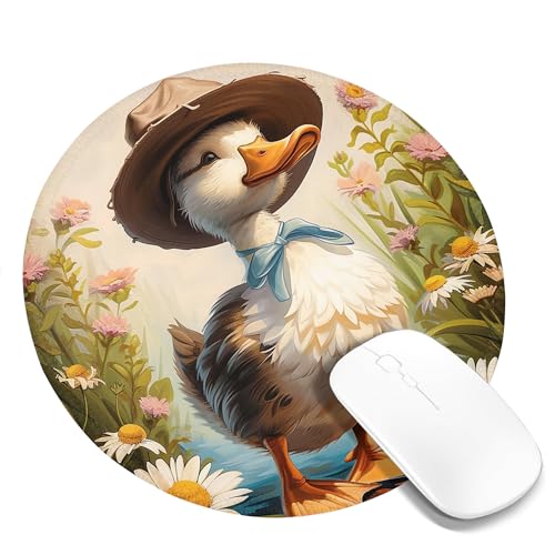 Tragbares Mauspad mit Ente, Country Cottagecore, lustig, neuartig, süßes Tiermotiv, Blumenmuster, Grün, Braun, Rosa, Polyester-Gummi, dekorativ, waschbar, für Bibliothek, Schreibtisch, Büro, für Lapto Tragbares Mauspad mit Ente, Country Cottagecore, lustig, neuartig, süßes Tiermotiv, Blumenmuster, Grün, Braun, Rosa, Polyester-Gummi, dekorativ, waschbar, für Bibliothek, Schreibtisch, Büro, für Lapto von SMAZDFXX