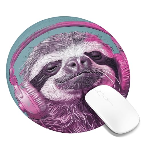 Tragbares Mauspad mit Faultier-Motiv, Kopfhörer, lustig, Schlaf, Tier, Entspannung, niedlich, Neuheit, ästhetisch, rosa, blau, braun, Polyester-Gummi, dekorativ, waschbar, für Bibliothek, Schreibtisch Tragbares Mauspad mit Faultier-Motiv, Kopfhörer, lustig, Schlaf, Tier, Entspannung, niedlich, Neuheit, ästhetisch, rosa, blau, braun, Polyester-Gummi, dekorativ, waschbar, für Bibliothek, Schreibtisch von SMAZDFXX