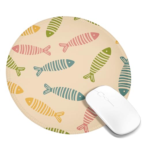 Tragbares Mauspad mit Fisch-Motiv, Streifenstrukturmuster, abstrakter Cartoon, niedlich, bunt, Meereslebewesen, Orange-Beige, Polyester-Gummi-Dekor, waschbar, für Bibliothek, Schreibtisch, Büro, für L Tragbares Mauspad mit Fisch-Motiv, Streifenstrukturmuster, abstrakter Cartoon, niedlich, bunt, Meereslebewesen, Orange-Beige, Polyester-Gummi-Dekor, waschbar, für Bibliothek, Schreibtisch, Büro, für L von SMAZDFXX