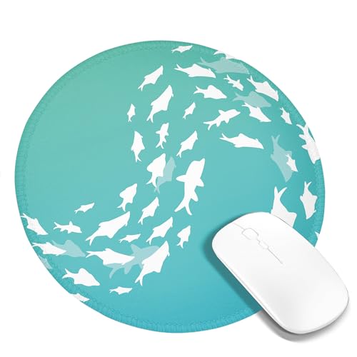 Tragbares Mauspad mit Fisch-Motiv, süßes Muster, Cartoon, Schwimmen, gerichtete Drehung, Meer, , Tier, modern, blaugrün, Polyester, Gummi, Dekor, waschbar, für Bibliothek, Schreibtisch, Büro, für Tragbares Mauspad mit Fisch-Motiv, süßes Muster, Cartoon, Schwimmen, gerichtete Drehung, Meer, , Tier, modern, blaugrün, Polyester, Gummi, Dekor, waschbar, für Bibliothek, Schreibtisch, Büro, für von SMAZDFXX