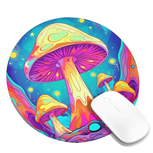 Tragbares Mauspad mit Pilzmotiv, bunt, abstrakt, ästhetisch, psychedelisch, verträumt, Cartoon-Kunst, mehrfarbig, Polyester-Gummi, dekorativ, waschbar, für Bibliothek, Schreibtisch, Büro, für Laptop, Tragbares Mauspad mit Pilzmotiv, bunt, abstrakt, ästhetisch, psychedelisch, verträumt, Cartoon-Kunst, mehrfarbig, Polyester-Gummi, dekorativ, waschbar, für Bibliothek, Schreibtisch, Büro, für Laptop, von SMAZDFXX