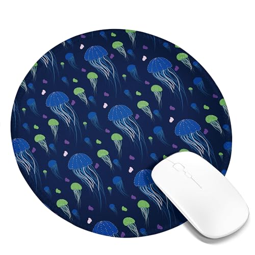 Tragbares Mauspad mit Quallenmotiv, tiefes Wasser, , Tiermuster, Cartoon, modischer Hintergrund, Marineblau, Grün, Polyester-Gummi, dekorativ, waschbar, für Bibliothek, Schreibtisch, Büro, Firma, Tragbares Mauspad mit Quallenmotiv, tiefes Wasser, , Tiermuster, Cartoon, modischer Hintergrund, Marineblau, Grün, Polyester-Gummi, dekorativ, waschbar, für Bibliothek, Schreibtisch, Büro, Firma, von SMAZDFXX