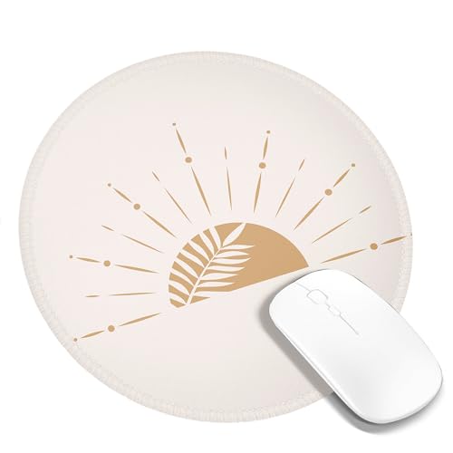 Tragbares Mauspad mit Sonnenmotiv, Sonnenschein, abstraktes Sonnenaufgang-Blattmuster, Bohemian-Stil, modern, braun-rosa, Polyester-Gummi, dekorativ, waschbar, für Bibliothek, Schreibtisch, Büro, für Tragbares Mauspad mit Sonnenmotiv, Sonnenschein, abstraktes Sonnenaufgang-Blattmuster, Bohemian-Stil, modern, braun-rosa, Polyester-Gummi, dekorativ, waschbar, für Bibliothek, Schreibtisch, Büro, für von SMAZDFXX