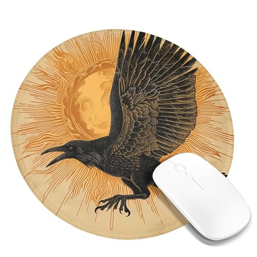 Tragbares Mauspad mit Vogel- und Fliege-Motiv, Vintage, cooles Tier, abstrakte ästhetische Landschaft, Beige, Schwarz, Polyester-Gummi, dekorativ, waschbar, für Bibliothek, Schreibtisch, Büro, für Lap Tragbares Mauspad mit Vogel- und Fliege-Motiv, Vintage, cooles Tier, abstrakte ästhetische Landschaft, Beige, Schwarz, Polyester-Gummi, dekorativ, waschbar, für Bibliothek, Schreibtisch, Büro, für Lap von SMAZDFXX