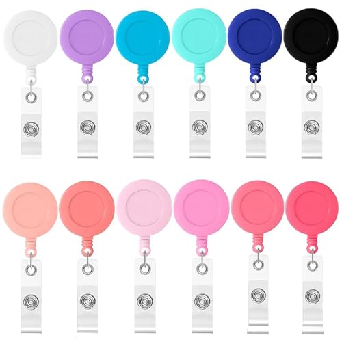 Abzeichenrollen 12pcs 360 ° Dreh 12 Farben runden 24 -Zoll -Einziehbares Abzeichenhalter mit Metall -Snap -Clip auf leichtem Mehrzweckclip für ID -Krankenschwester Abzeichenrollen 12pcs 360 ° Dreh 12 Farben runden 24 -Zoll -Einziehbares Abzeichenhalter mit Metall -Snap -Clip auf leichtem Mehrzweckclip für ID -Krankenschwester von SMELEYOU