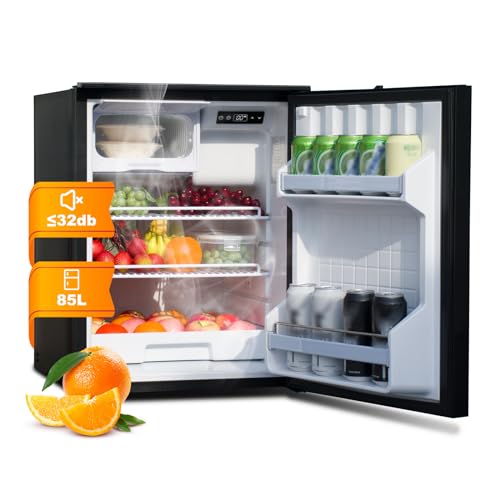 SMETA 12 V Kühlschrank mit Gefrierfach für Wohnmobil, 85 l Dual-Zone 12 V/24 V, 12 Volt Wohnmobil-Kühlschrank, 12 V Kompressor-Kühlschrank für Wohnmobil, Wohnwagen, Van, Boot, Camping, Roadtrip, mit von SMETA