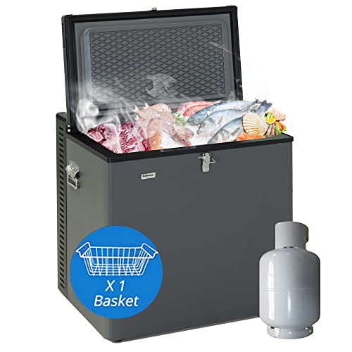 SMETA Gas-Kühlschrank mit Gefrierfach, 3-Wege-Kühlschrank mit Gefrierfach, 12 V/240 V/Propangas, für Wohnmobil, Wohnwagen, Garage, Wohnmobil, 70 l, Schwarz mit Schloss SMETA Gas-Kühlschrank mit Gefrierfach, 3-Wege-Kühlschrank mit Gefrierfach, 12 V/240 V/Propangas, für Wohnmobil, Wohnwagen, Garage, Wohnmobil, 70 l, Schwarz mit Schloss von SMETA