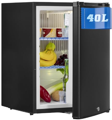 SMETA Camping Kühlschrank,Kühlschrank 12V 230V, Wohnwagen Kühlschrank 40L,12v Kühlschrank, ACDC Kühlschrank 12V 230V für Wohnmobil, Auto, LKW, Boot, Reisemobil, Lautlos, Schwarz von SMETA
