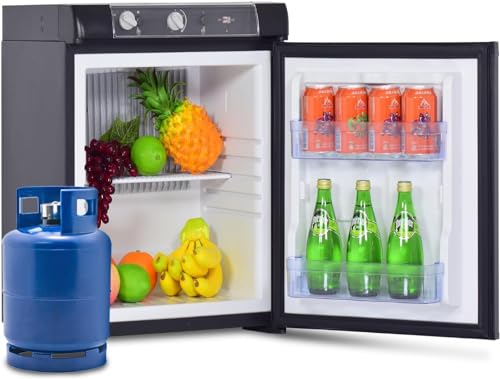 SMETA Kühlschrank Gas 12V/230V, Gaskühlschrank, Camping Kühlschrank Gas, Wohnmobil Kühlschrank 12V, Absorber Kühlschrank Gas 40L für Camping, Wohnwagen, Reisemobil, LPG, Propangas, Butan Gas 30mBar von SMETA