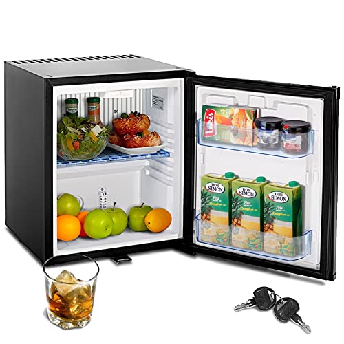 SMETA Mini-Kühlschrank 110 V/12 V DC kühlschrank mit Schloss Wohnmobil-LKW-Wohnwagen Campervan Getränkeauto Kleiner, umkehrbare Tür, aufrecht stehender Tiefkühlkühlschrank 1,1 Kubikfuß von SMETA