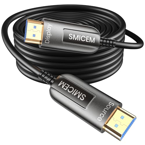 SMICEM 8K Glasfaser HDMI Kabel 20M, 48Gbps High-Speed HDMI 2.1 Kabel 8K@60Hz 4K@120Hz Dolby/Dynamic HDR/HDCP 2.3/eARC Glasfaserkabel mit einer Richtung, kompatibel mit Blu-ray/TV von SMICEM