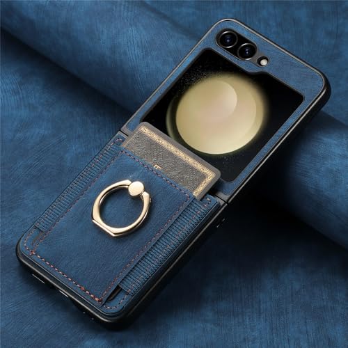 Vintage-PU-Leder-Magnet-Handyhülle für Samsung Galaxy Z Flip 5 4 Flip5 Flip4 Ring-Geldbörse mit Kartenhalter, stoßfeste Abdeckung, Blau, für Galaxy Z Flip4 Vintage-PU-Leder-Magnet-Handyhülle für Samsung Galaxy Z Flip 5 4 Flip5 Flip4 Ring-Geldbörse mit Kartenhalter, stoßfeste Abdeckung, Blau, für Galaxy Z Flip4 von SMIEK
