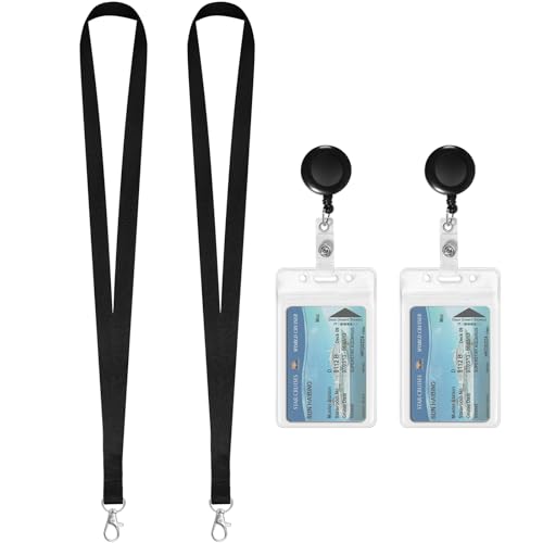 Kreuzfahrt-Lanyards mit wasserdichter ID-Karte mit einziehbarer Spule für Ausweise, Ausweishalter, Schwarz, 2 Stück Kreuzfahrt-Lanyards mit wasserdichter ID-Karte mit einziehbarer Spule für Ausweise, Ausweishalter, Schwarz, 2 Stück von SMLBJUTE