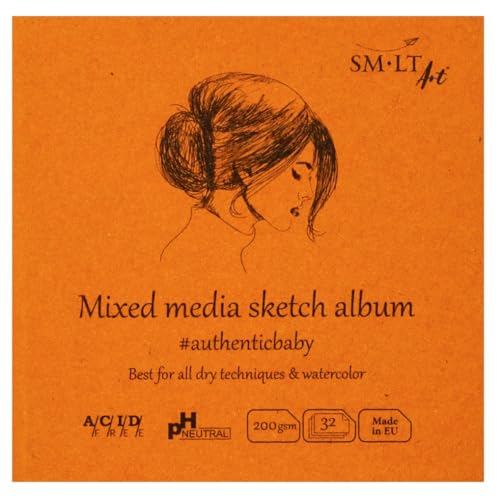 SMLT FB-32(200)/9 Authentic-baby klein quadratisch Skizzenock, Mixed media Papier, 200 gsm, 32 Blatt von SM.LT