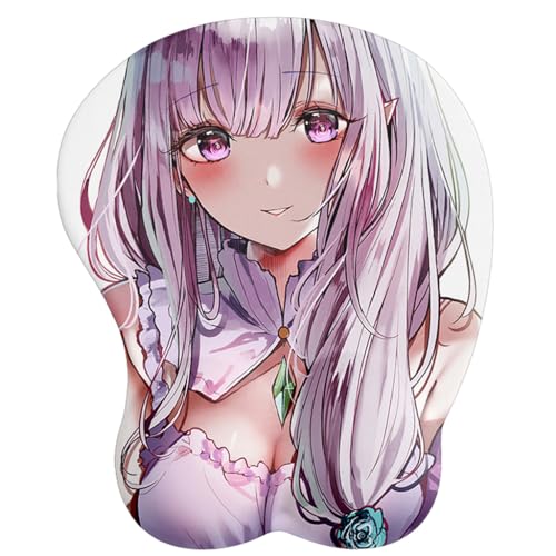 Anime Emilia 3D Mauspad mit Handgelenkauflage Gaming Mauspads Rutschfestes Mauspad 3D Mauspads 3D Ergonomisches Mauspad（G）(Size:2) von SMOOHH