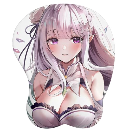 Anime Emilia 3D Mauspad mit Handgelenkauflage Gaming Mauspads Rutschfestes Mauspad 3D Mauspads 3D Ergonomisches Mauspad（G）(Size:1) von SMOOHH