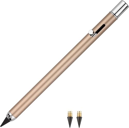 SMOOTHERPRO Bolt Action Metall Bleistift | Einziehbar Graphit Druckbleistift | Mit Austauschbarer Spitze und Verdecktem Radiergumm(PB05C) | Farbe Gold von SMOOTHERPRO