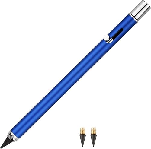 SMOOTHERPRO Bolt Action Metall Bleistift | Einziehbar Graphit Druckbleistift | Mit Austauschbarer Spitze und Verdecktem Radiergummi(PB01U) | Farbe Blau von SMOOTHERPRO