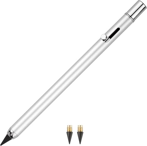 SMOOTHERPRO Bolt Action Metall Bleistift | Einziehbar Graphit Druckbleistift | Mit Austauschbarer Spitze und Verdecktem Radiergummi(PB03S) | Farbe Silber von SMOOTHERPRO
