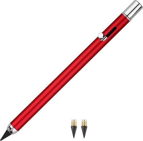 SMOOTHERPRO Bolt Action Metall Bleistift | Einziehbar Graphit Druckbleistift | Mit Austauschbarer Spitze und Verdecktem Radiergummi (PB04R) | Farbe Rot von SMOOTHERPRO