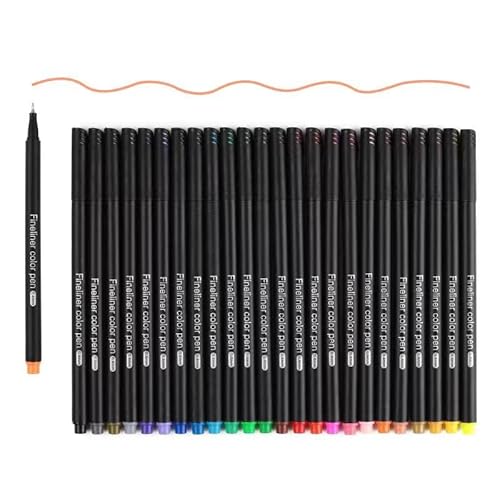 SMOOTHERPRO Fineliner Stifte Set | 24 Farben | 0,4 mm Feine Spitze für Tagebuch Planer Schreiben Notizen Kalender Malen Kunst Schule Bürobedarf (FLP24C) von SMOOTHERPRO