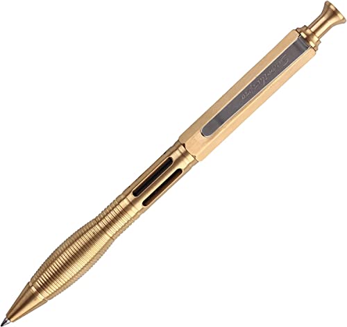 SMOOTHERPRO Messing Kugelschreiber Klicken und Drücken Einziehbar Neutraler Stift Kompatibel mit Pilot G2 Minen Edelstahl Stift Clip Breiter Griff Extra schwer Farbe Natur(PRG130NL) von SMOOTHERPRO