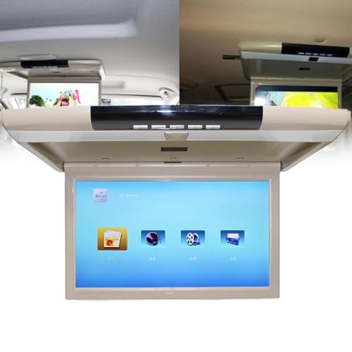 Overhead 17,3 Zoll Auto-Video-Display, 1080p, 16:9, HDMI/USB/SD-Eingänge, IR-Fernbedienung, FM-Transmitter, Deckenmontage (Beige) von SMRHBWXS