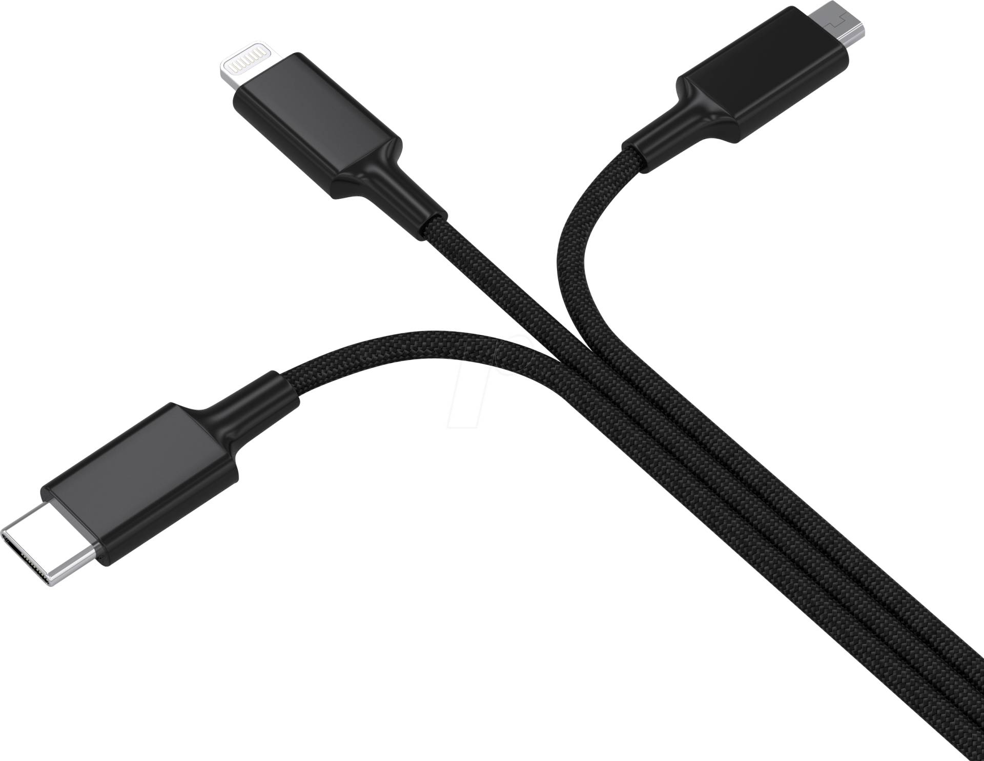 HYDRA PRO SW - Ladekabel, USB -> micro USB, Lightning & USB Type C, schwarz von SMRTER