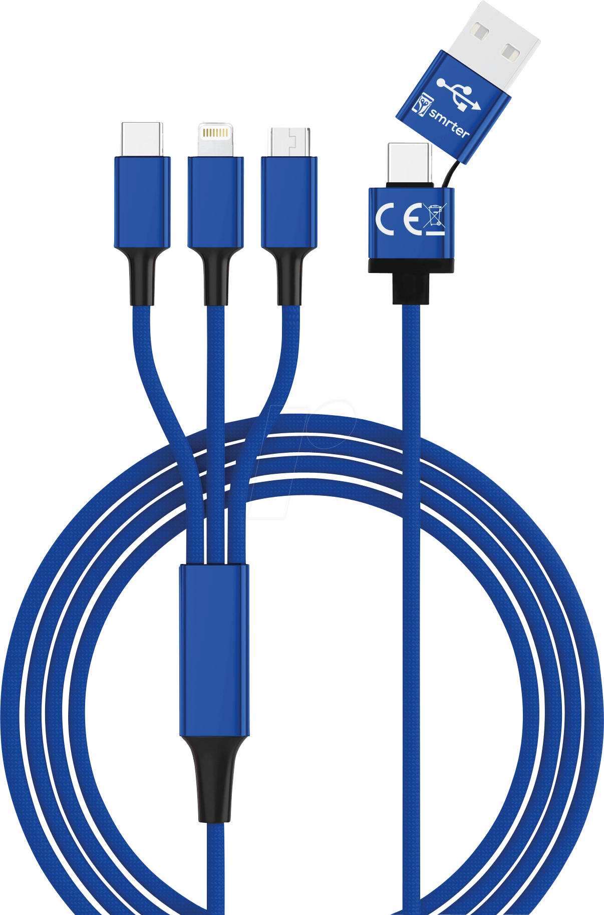 HYDRA ULT NB - Ladekabel, USB-A/USB-C -> micro USB, Lightning & USB-C, blau von SMRTER