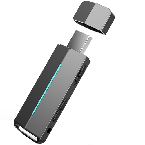 USB-Stick mit digitalem Diktiergerät Nano64, Sprachaktiviert, HD-DSP-Sound, 64 GB Speicher, intelligenter Sprachsensor, benutzerfreundliche Steuerung, Aluminiumgehäuse, ideal für Vorträge, Meetings von SMT SECURITY