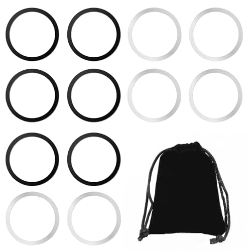 SMTelegance 12 Stück Magsafe Magnet Ring Metallringe mit Aufkleber für Magnetisches, Ladegerät Universelles magsafe Aufkleber Handy Magnetring, Magsafe Aufkleber Schwarz und Silber von SMTelegance