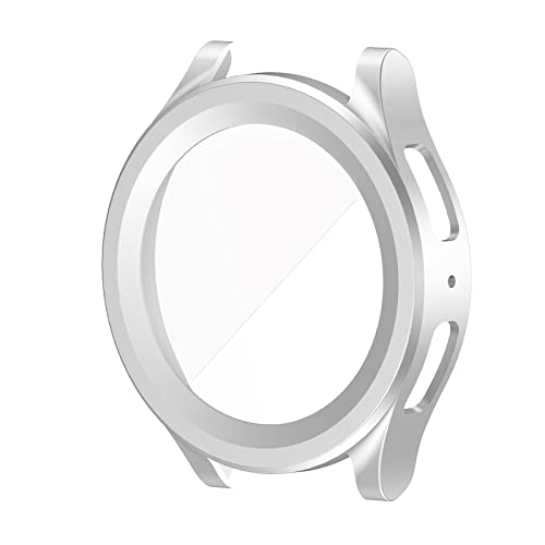 SMYAOSI 2 Stück Galaxy Watch5 Pro 45mm Schutzhülle+Displayschutzfolie Hülle, Kratzfest Schutzfolie Glas Hart PC Bumper Case Ultradünne Stoßfeste Zubehör Cover für Watch5 Pro (45mm) (Silber) von SMYAOSI