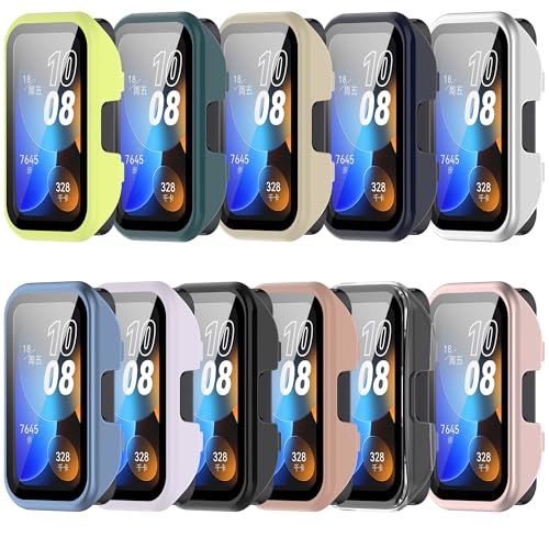 SMYAOSI Hülle für Huawei Band 10 9 8 Schutzhülle Con Displayschutzfolie, Kratzfest Schutzfolie Silikon Cover Case Ultradünne Stoßfeste Gehäuse für Huawei Band 10 9 8 Smartwatch (11 Stücke) von SMYAOSI